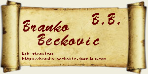 Branko Bećković vizit kartica